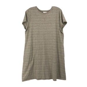 Pure Jill J T-shirt Dress Green White Stripe Short Sleeve Womens Size L Petite